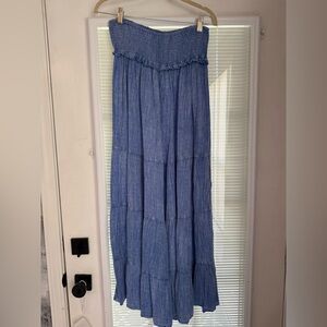 Surf Gypsy Washed Blue Metallic Wide Leg Pants